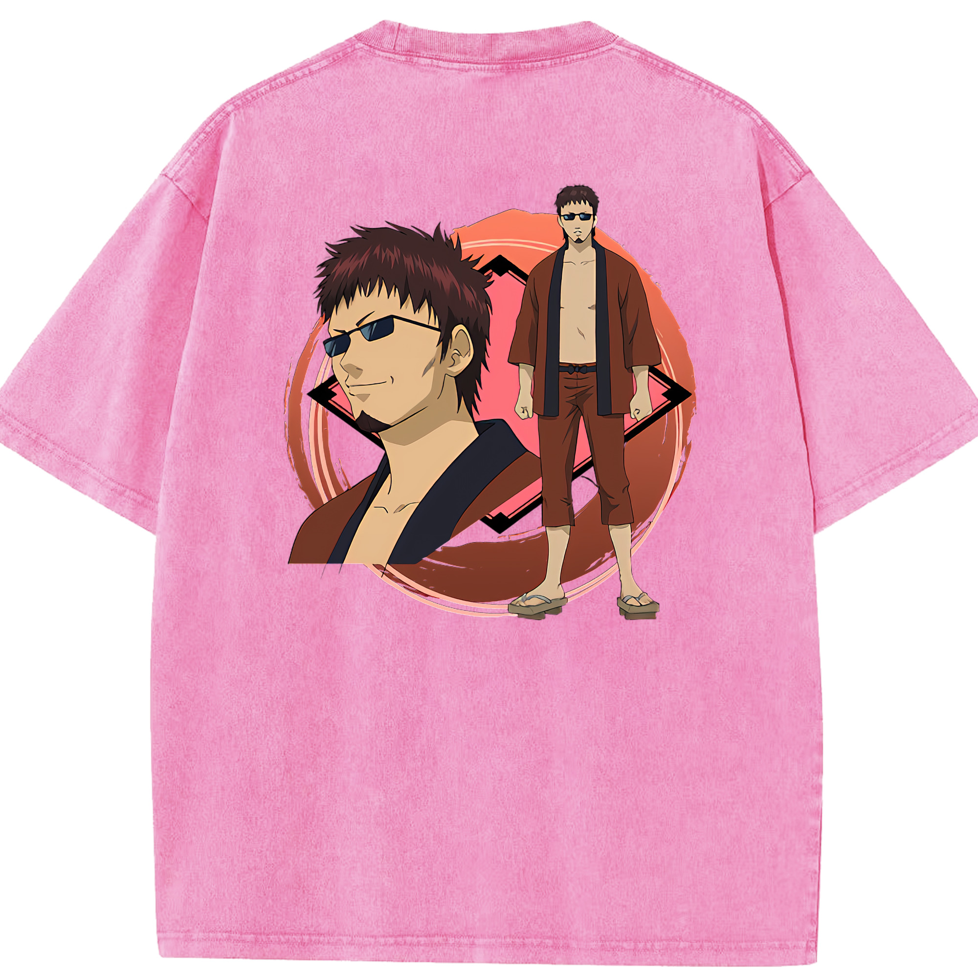 （画像用） ぎんたま 坂田銀時（さかたぎんとき） 神楽 志村新八（しむら しんぱち） GINTAMA Sakata Gintoki Kagura Shimura Shinpachi 綿100% ヴィンテージ風 半袖Tシャツ（背面プリント）